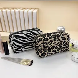 Plush chenille cosmetic bag, zip closure
