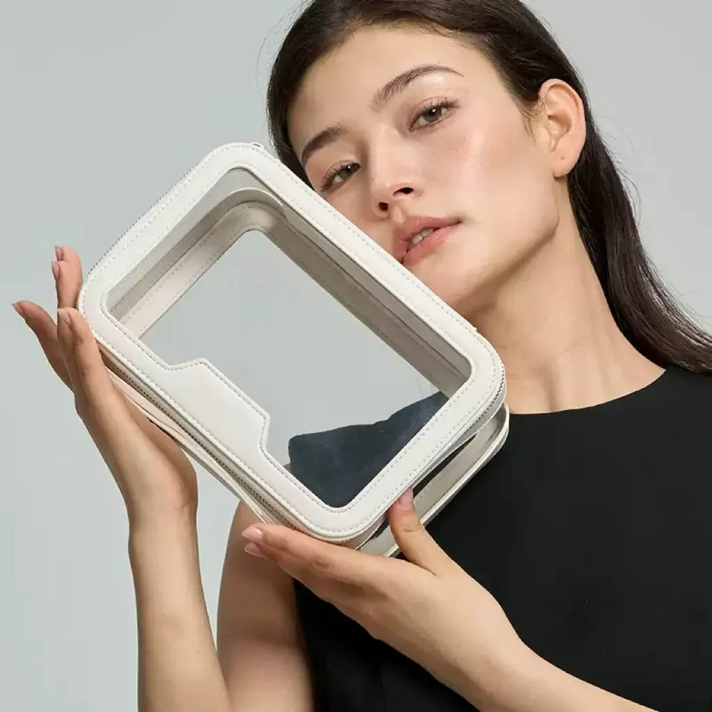 Premium custom transparent TPU makeup bag with gold zipper - wholesale factory manufacturing Dongguan