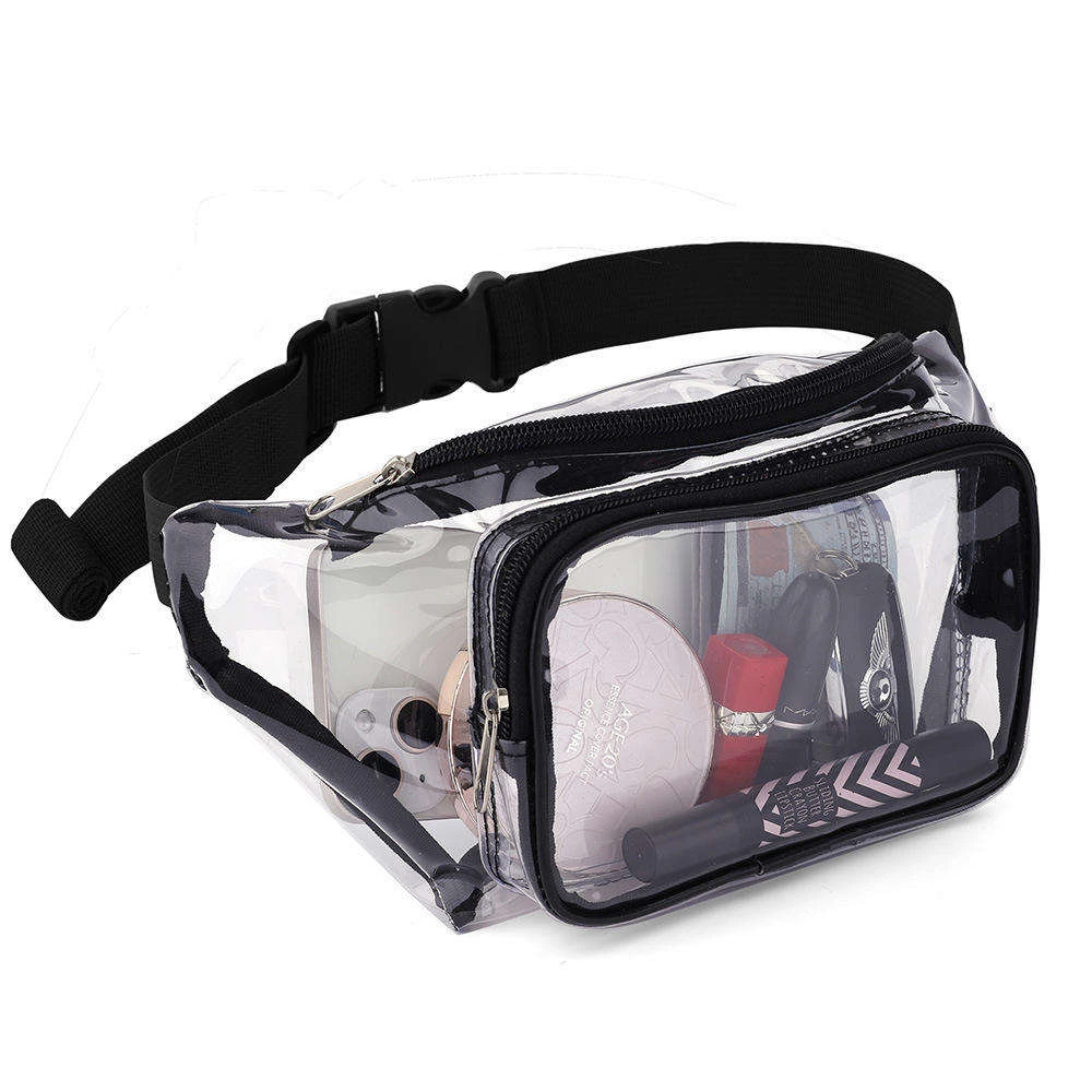 Clear running belt bag for outdoor sports and events.