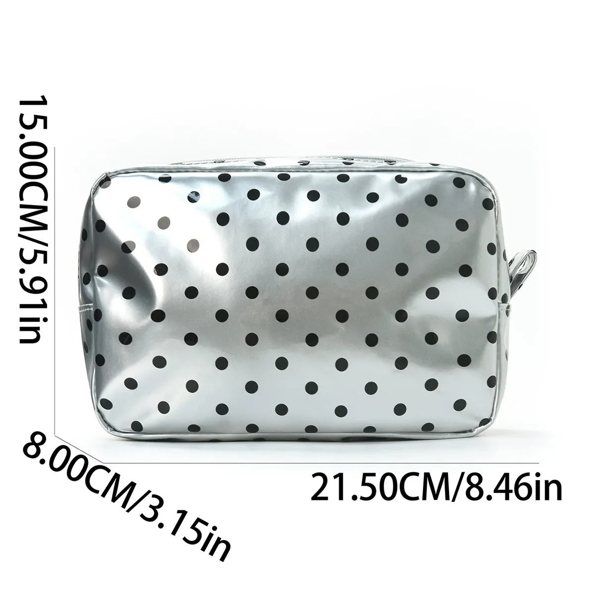 Custom Colorblock Polka Dot Water-Resistant Cosmetic Bag view 1