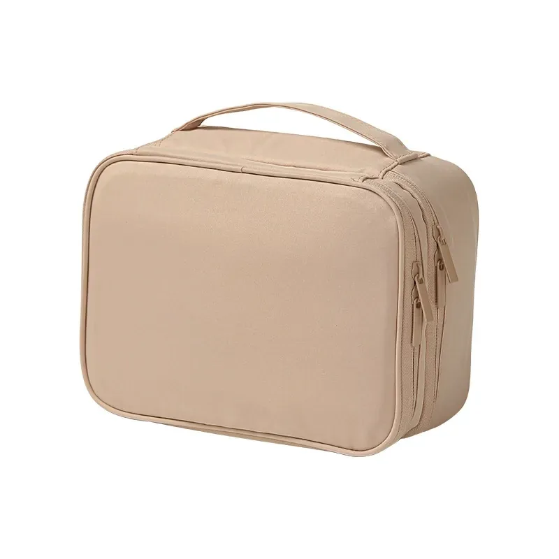 Double-layer makeup organizer in khaki