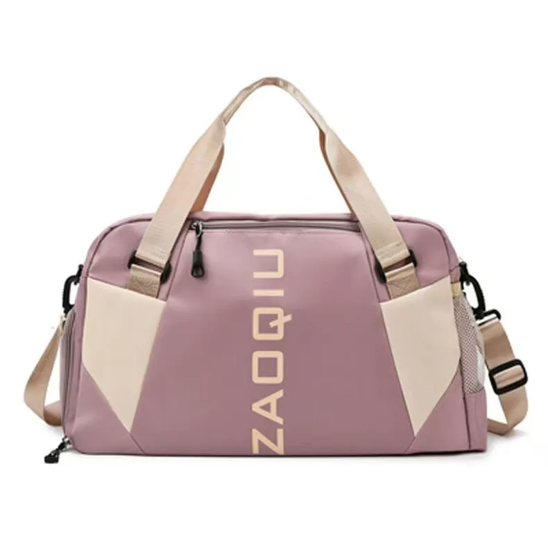 Light purple and dark purple gym duffel color options