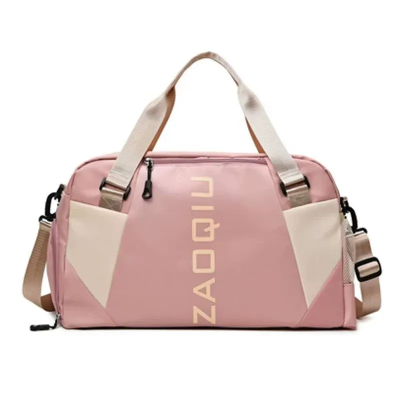 Custom dry and wet separation gym duffel bag in pink