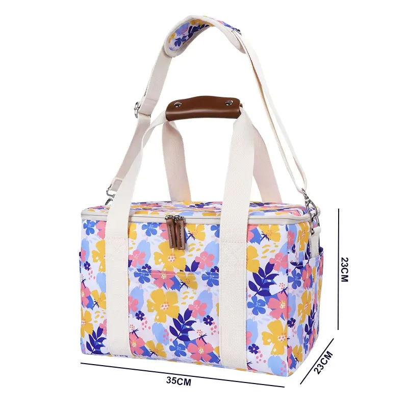 Eco-friendly bio-washed canvas lunch bag with heavy-duty thermal lining