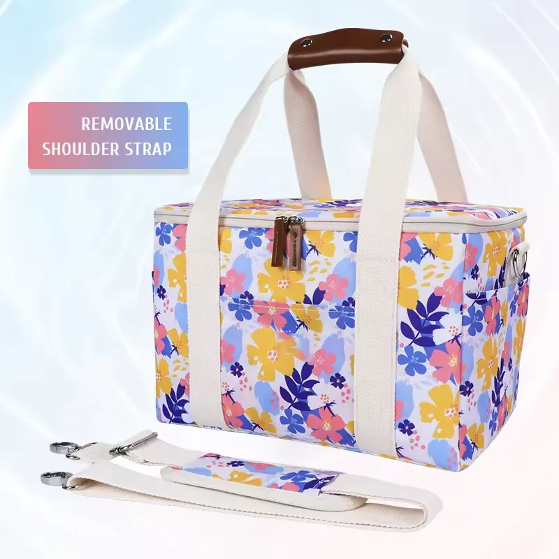 Collection of custom printed canvas cooler totes in various colors with embroidered branding