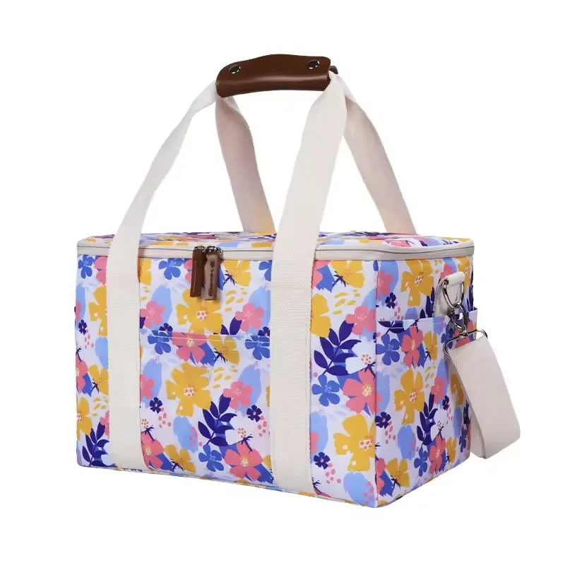 Compact canvas cooler pouch with water-based printed logo for meal prep brands