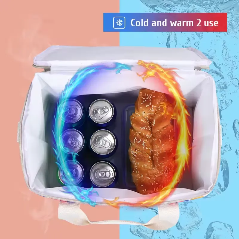 Reusable food carrier bag with adjustable shoulder strap and multiple carrying options