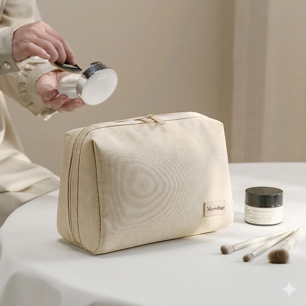 Sustainble RPET makeup bag custom production