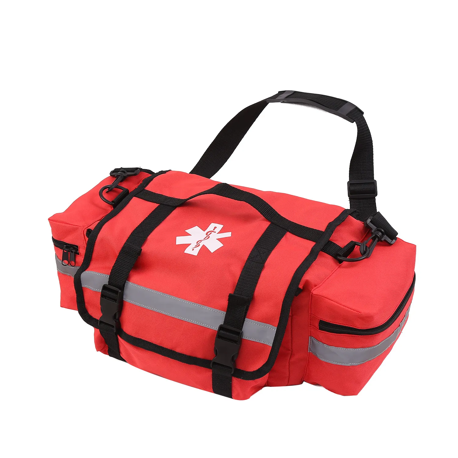 Emergency carrier front flap with twin quick release buckles