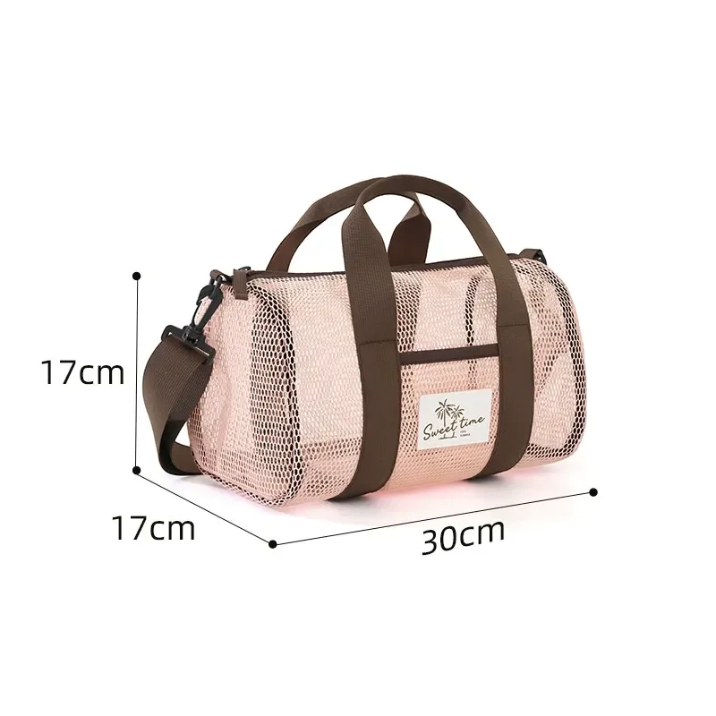 Beach duffel tote in light blue mesh