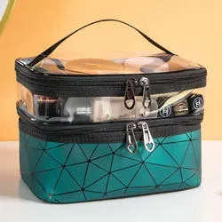 Minimalist quilted PU makeup pouch with zip closure
