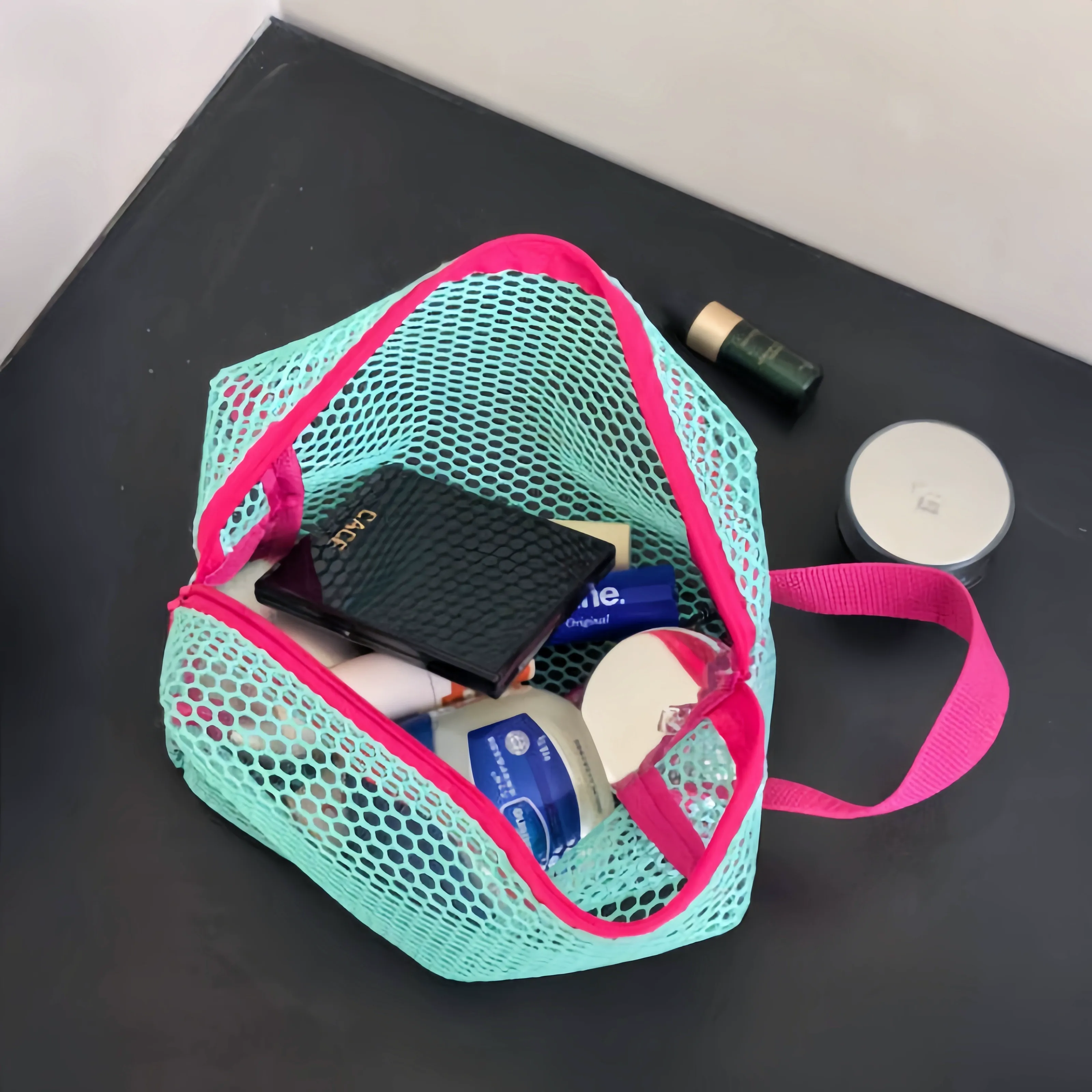 Custom Octagonal Mesh Travel Wash Bag view 2