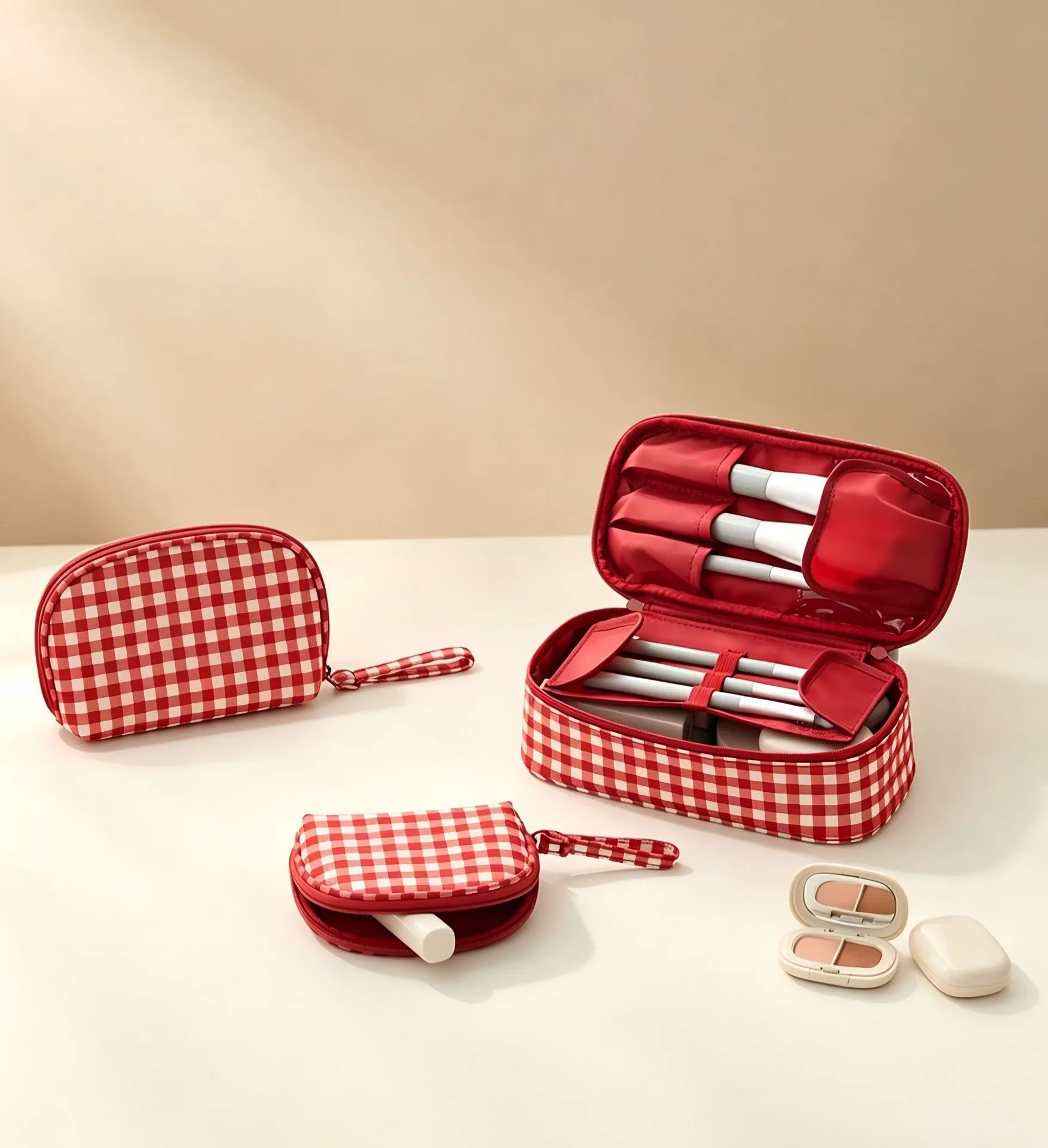 Custom Plaid Mini & Wide-Opening Makeup Pouches view 1