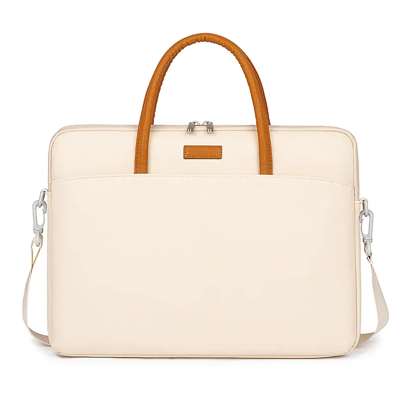 Off-white and mint green PU business briefcase color options