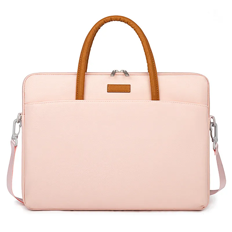 Light pink PU business briefcase product shot