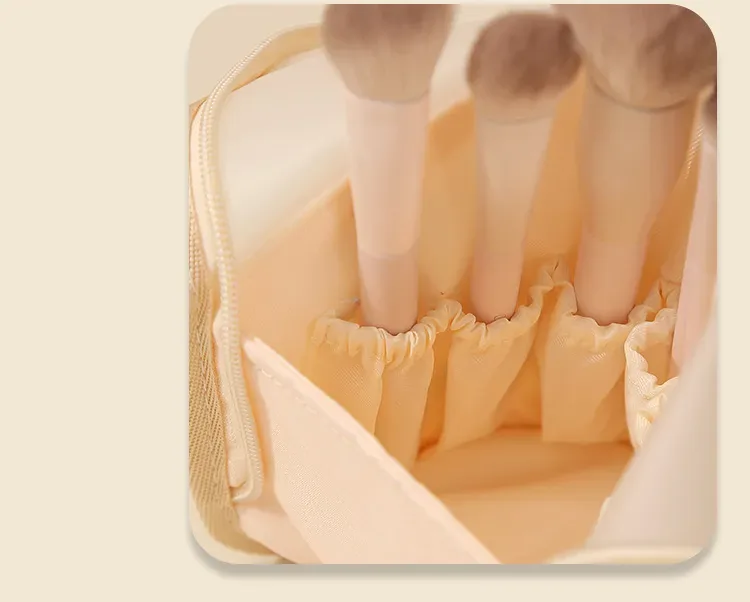 PU brush organizer in neutral beige