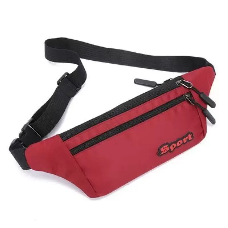Navy blue and burgundy slim sport waist bag color options