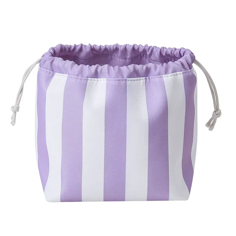 Custom Striped Drawstring Travel Toiletry Bag view 2