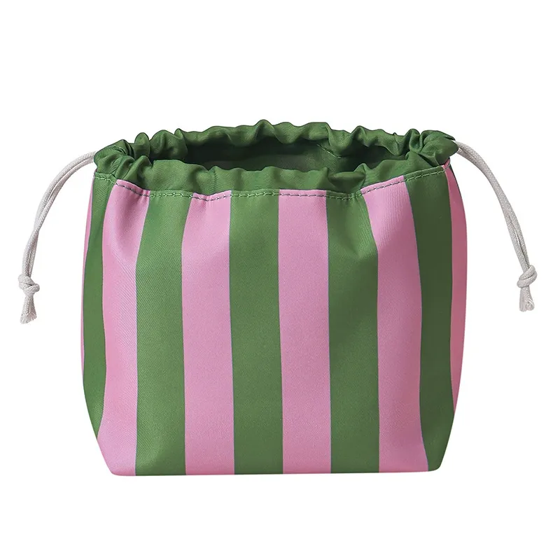 Custom Striped Drawstring Travel Toiletry Bag view 3