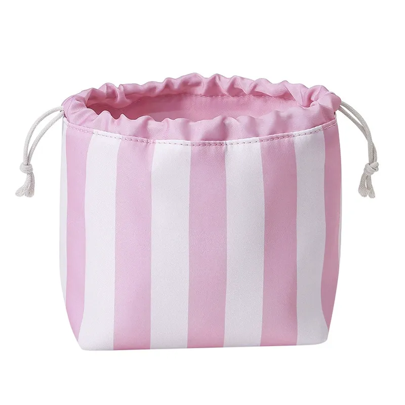 Custom Striped Drawstring Travel Toiletry Bag view 4