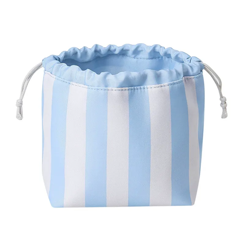 Custom Striped Drawstring Travel Toiletry Bag view 5