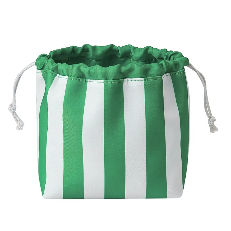 Custom Striped Drawstring Travel Toiletry Bag view 6