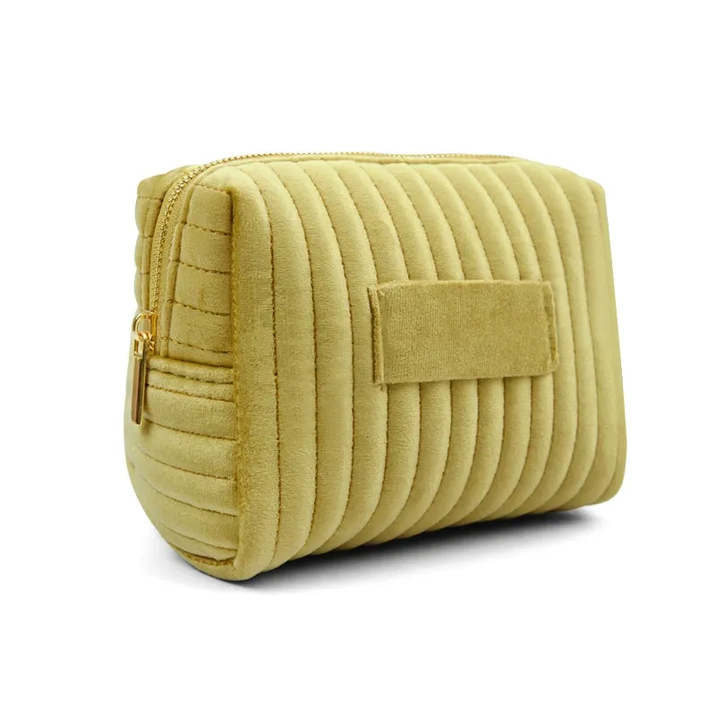 Custom Striped Velvet Skincare Cosmetic Pouch view 2