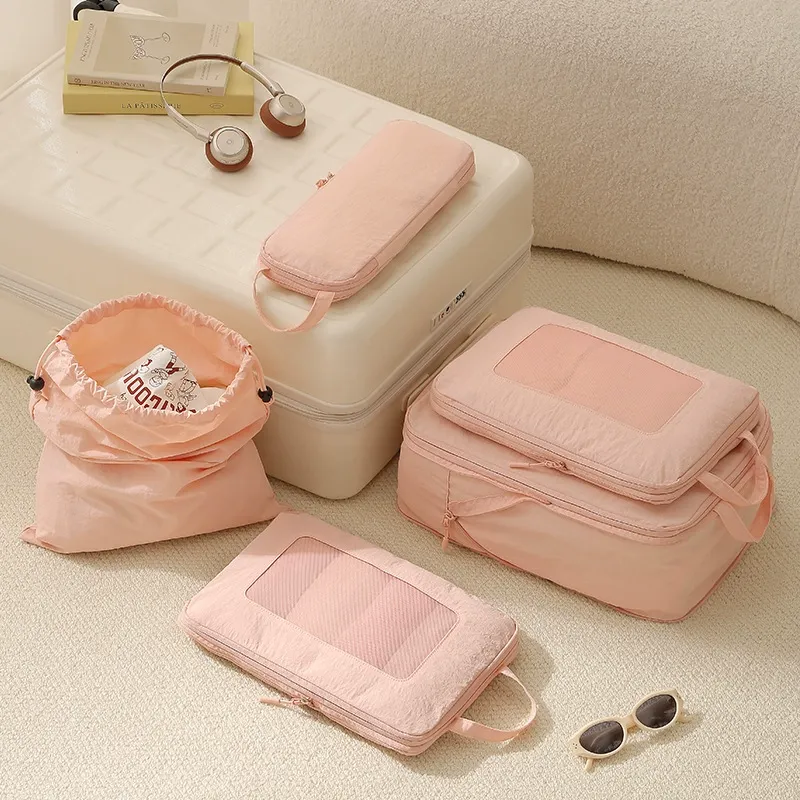 Custom Taslan Mesh Compression Travel Organizer Set view 1
