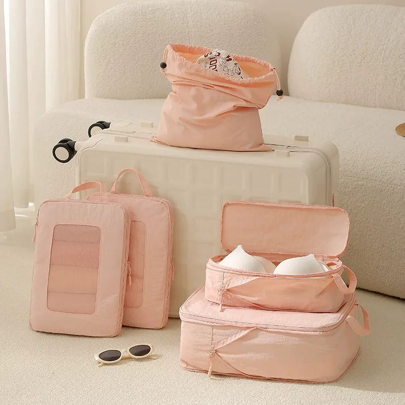 Custom Taslan Mesh Compression Travel Organizer Set view 2
