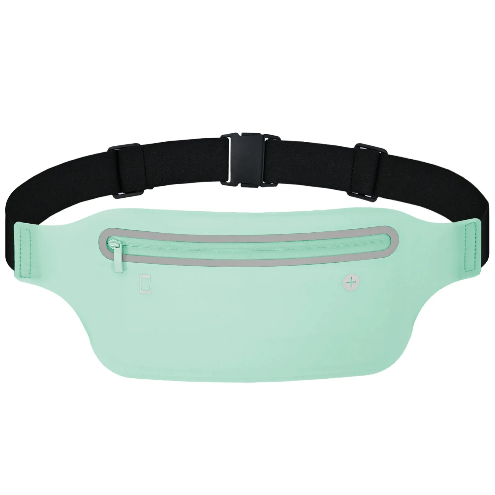 Ultra-slim waist bag showing nylon fabric and zipper