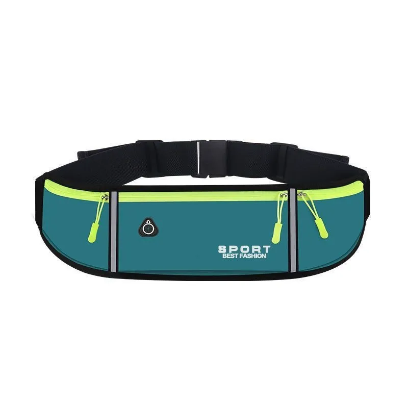 Cyan-green running waist bag color option with bottle
