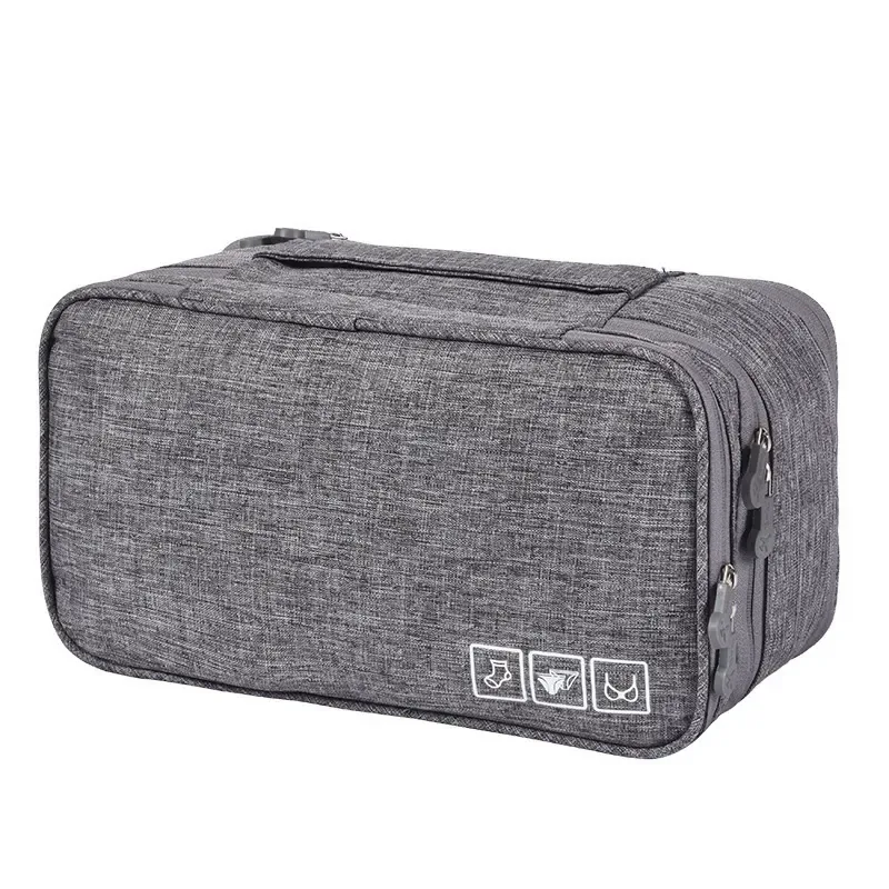Waterproof travel organizer in grey with clear pockets