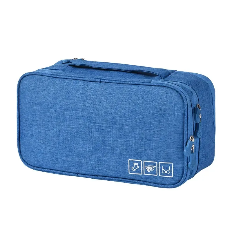 Travel lingerie storage bag with elastic-secured compartments