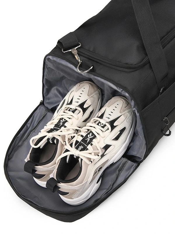 Large capacity interior showing yoga mat, shoes, and gear organization compartments