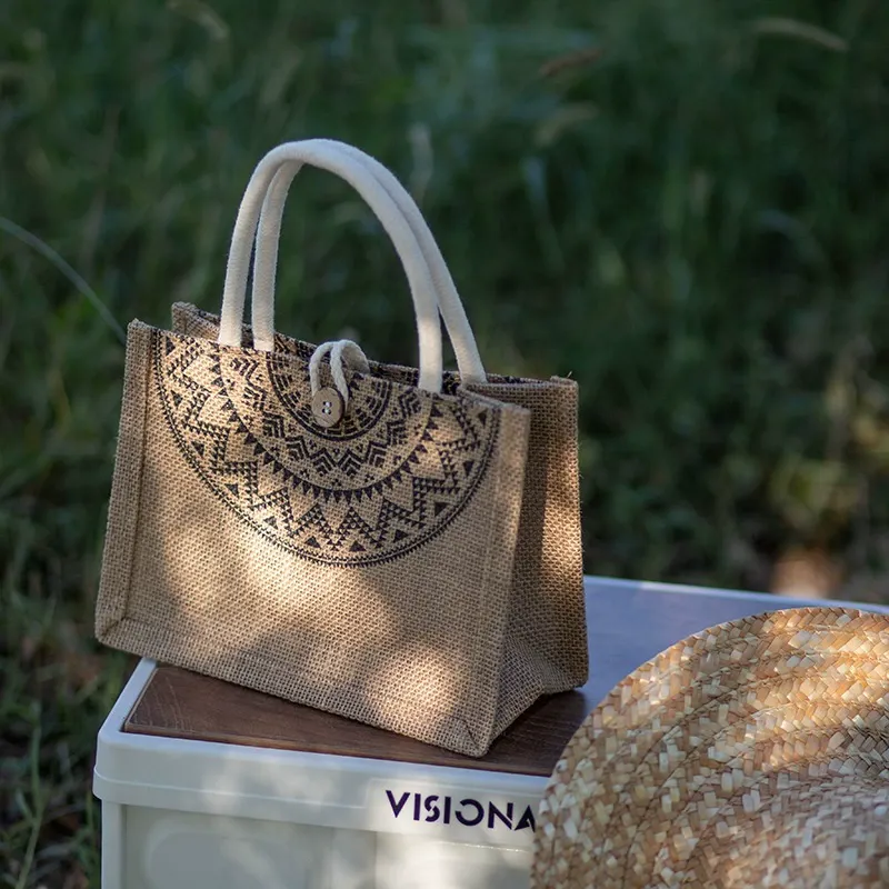 Jute linen tote used as eco-friendly gift packaging