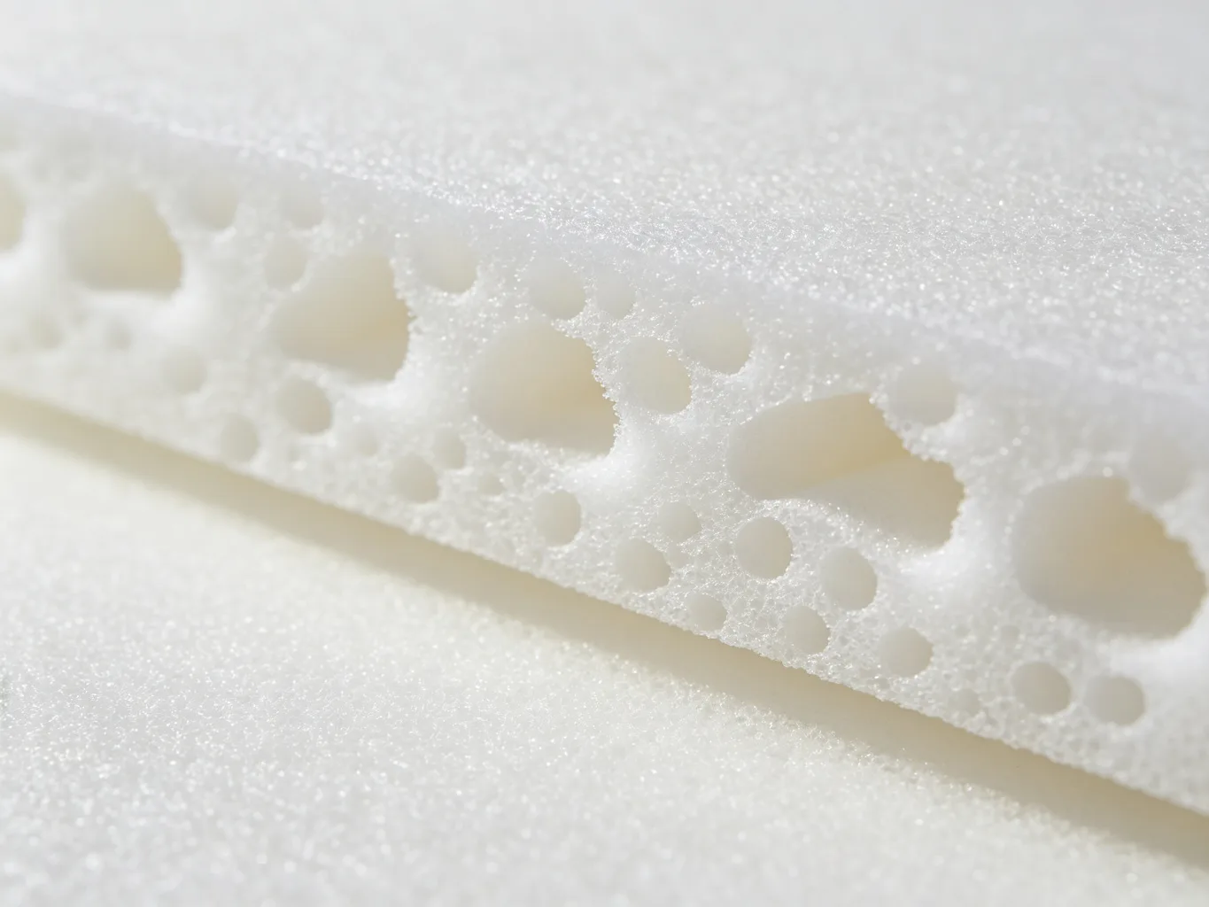 EPE XPE insulation foam cross-section showing closed-cell cellular structure
