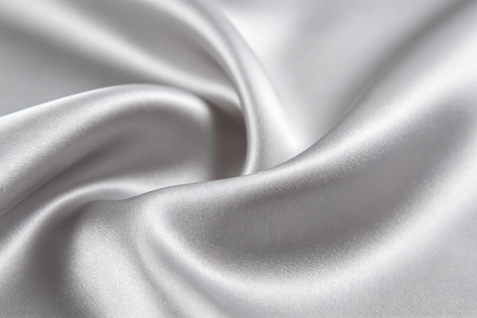 Polyester taffeta lining fabric, smooth glossy satin texture in light silver gray