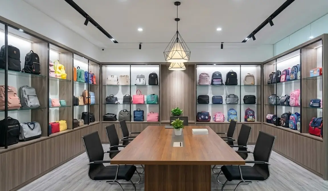 Merris design showroom with material samples and finished product displays