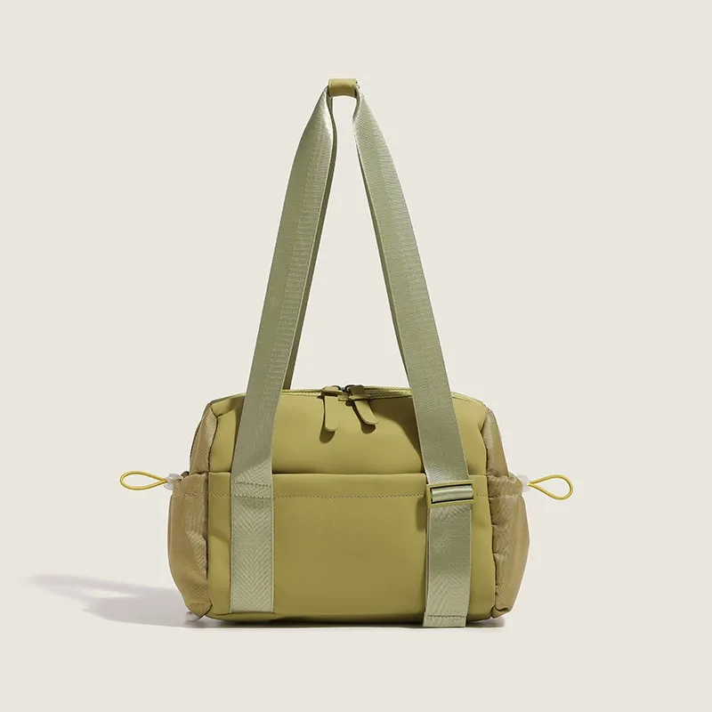 Nylon gym tote styled with athletic wear, sports and fitness lifestyle